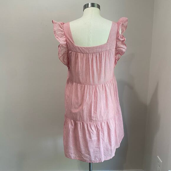 Marie Oliver Sailor Red & White Striped Cotton Linen Blend Dress Size M - Picture 3 of 10